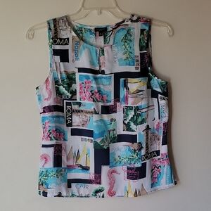 Talbots Multicolor Graphic Print Tank Top